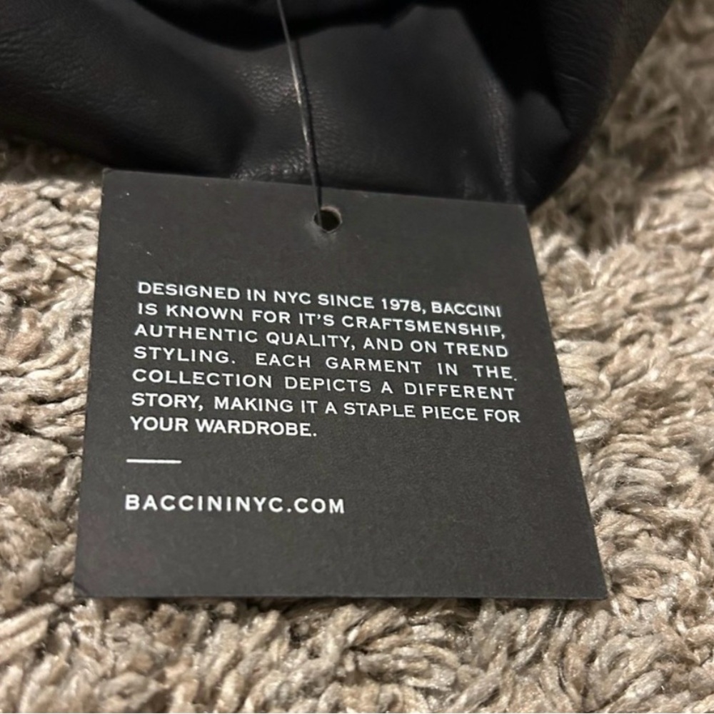Baccini Black Faux Leather Jacket Petite Medium - Picture 6 of 10